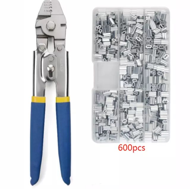 Fishing Pliers Stainless Steel Wire Rope Swager Crimpers Tool Crimp Sleeves Kit