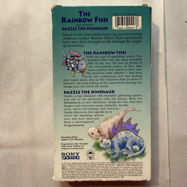 THE RAINBOW FISH & Dazzle the Dinosaur VHS Tape 1997 Sony Wonder Kids ...
