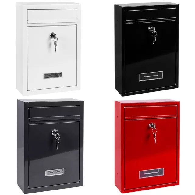 Steel Square Post Box Large Mailbox Lockable Mail Wall Mounted By Home Discount