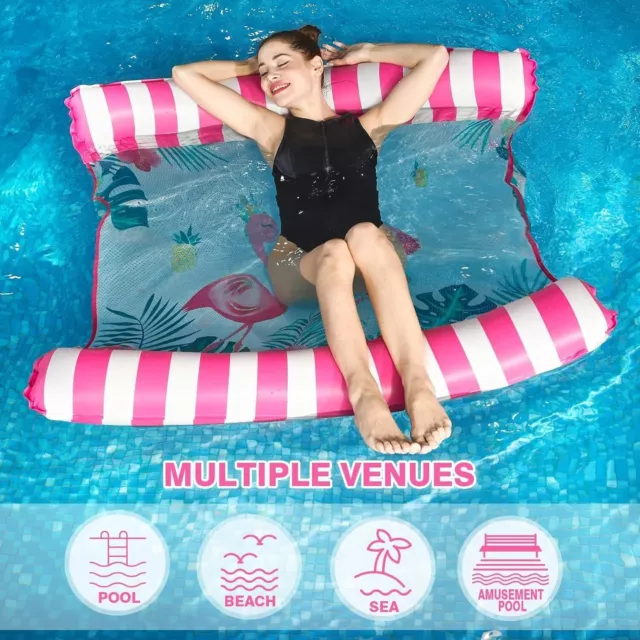 Flamingo Hammock Pool Float 1-2 Person Inflatable Swimming Raft Lounger Holiday