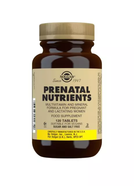 Solgar Prenatal Nährstoffe 120 Tabletten, Folsäure, Eisen, Vitamin B, Pregnancy