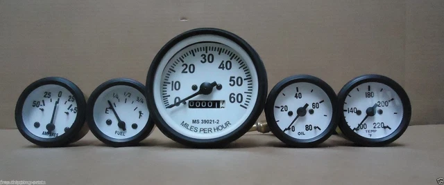 Willys MB Jeep Ford GPW CJ - Speedometer Temp Oil Fuel Amp Gauges Kit