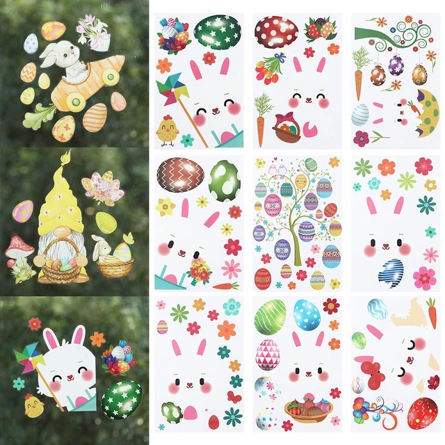 Printing Glass Static Stickers Wall Stickers Bunny Eggs Easter Window Sticker
