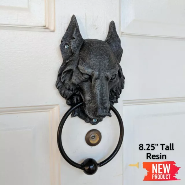 Resin Wolf Gargoyle Door Knocker Towel Holder Bedroom Hanging Gift Gothic Decor