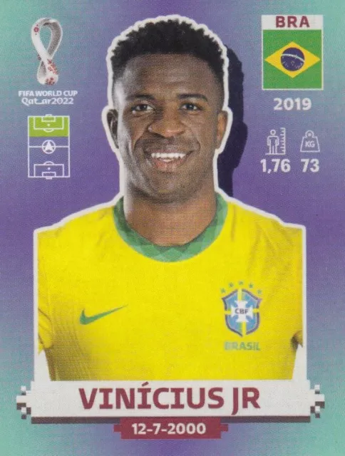 Panini Sticker Fußball WM 2022 Nr. BRA 20: Vinicius Jr Brazil Bild NEU Qatar