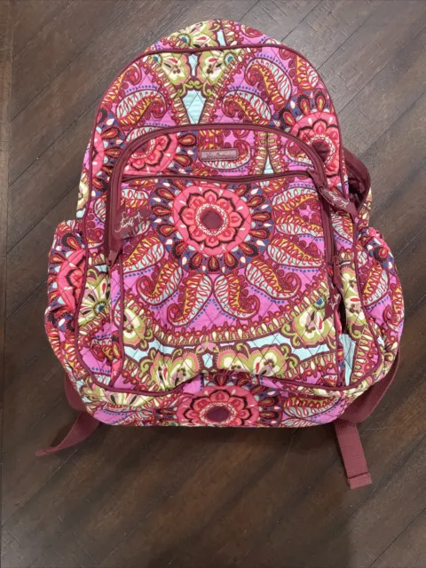 Vera Bradley Essentials Campus Backpack Resort Medallion Red Pink Purple