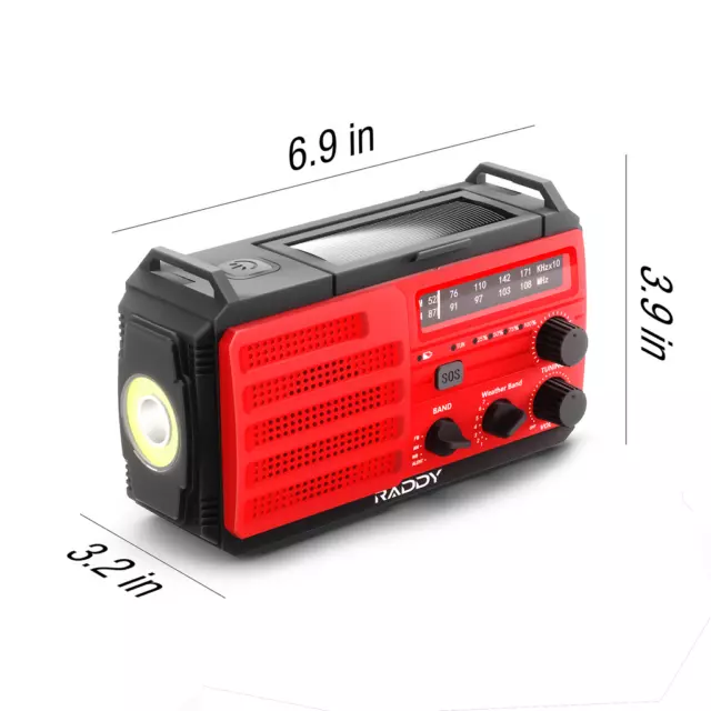 Raddy SW10 Emergency Radio 10000mAh AM FM Flashlight SOS Alarm Compass 2