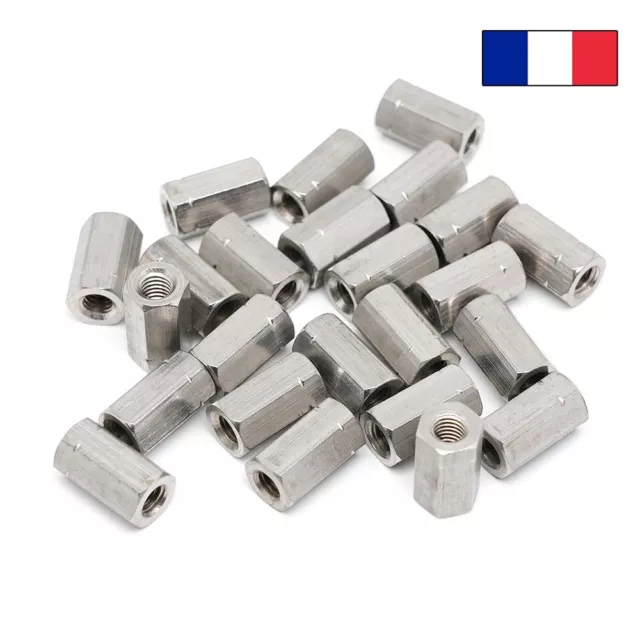 Lot de 10 Entretoises M6 x 18mm acier INOX A4 manchon hexagonal taraudé