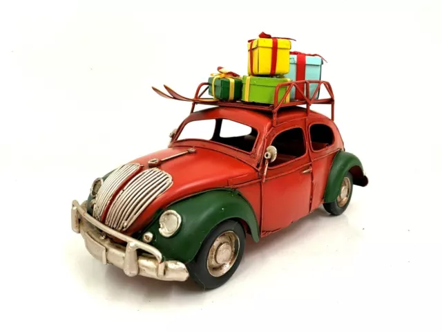 Christmas Rusty VW Green and Red Metal Classic  Volkswagen w/Tree Gifts Decor