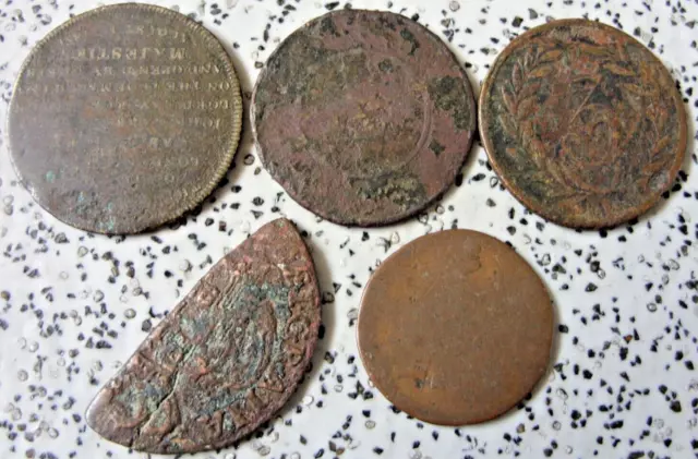 (WORTHWHILE) Five Unidentified Copper 19th Century 24.3g Medallion/Tokens 2