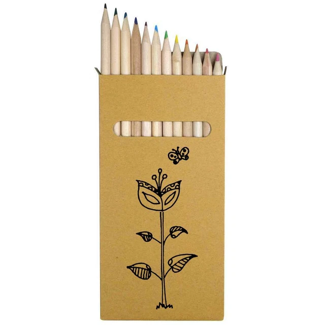 Juego de 12 lápices/lápices de colores de 178 mm de largo ""Flor y mariposa"" (PE00048927)