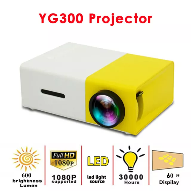 Portable Mini Projector YG300 3D HD LED Home Theater Cinema 1080P AV USB HDMI 3