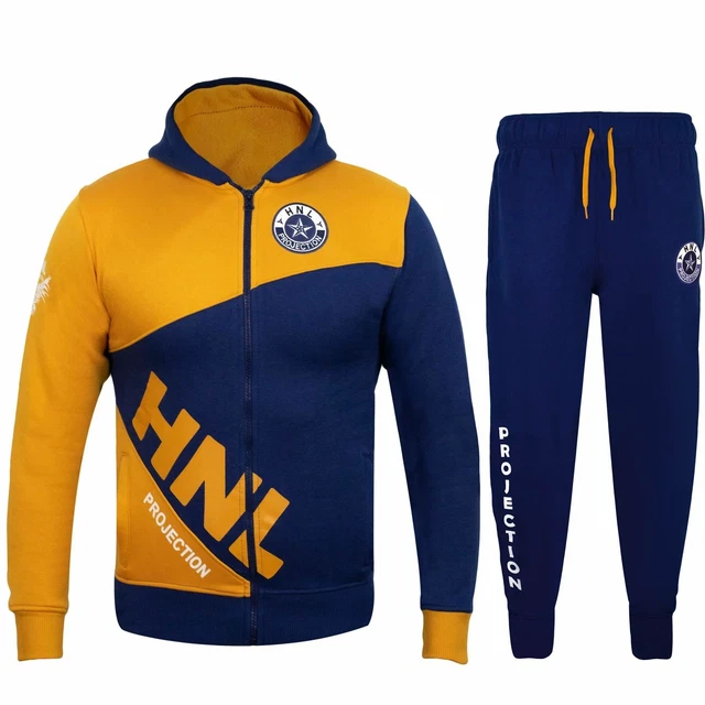 Kids Boys Girls Unisex Tracksuit Mustard HNL Zipped Hoodie & Bottom Joggers