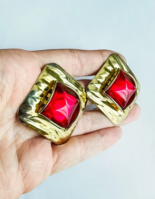 Boucles D'oreilles Vintage Années 90 LES RARISSIMES - Résine Argentée Avec Perles - Fermoir Clips
