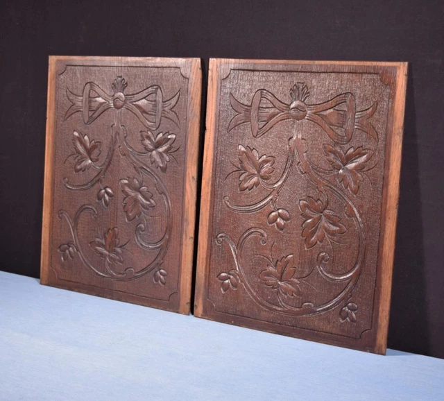*French Antique Hand Carved Architectural Panels Solid Oak Wood Salvage 3