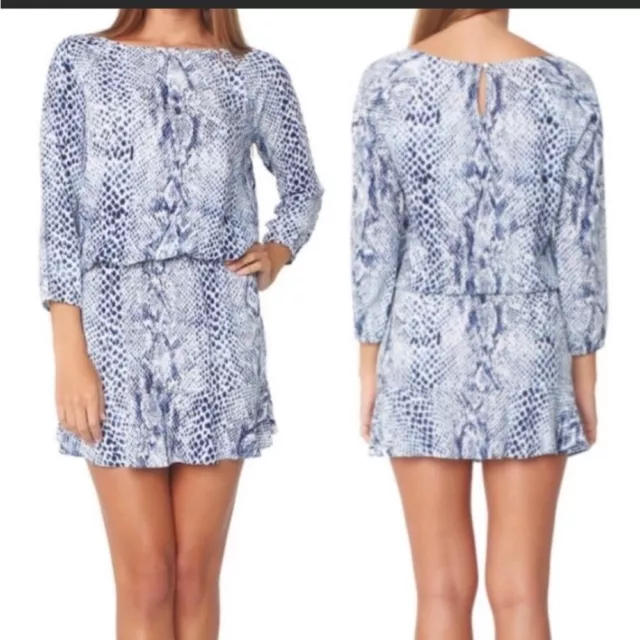 SOFT JOIE Arryn B Blue/White Snakeskin Print Mini Dress. Size XSmall. EUC!