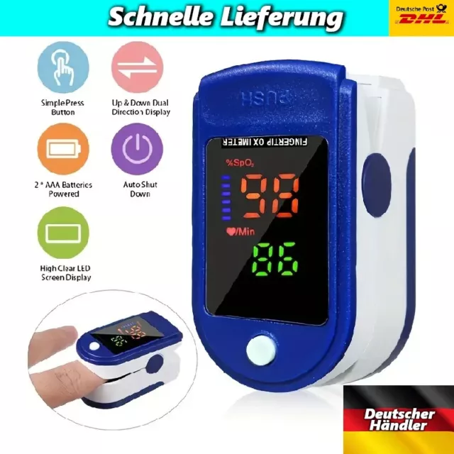 Finger Oximeter Pulsoximeter Sauerstoff Puls Blut Messgerät SpO-2 Pulsoxymeter