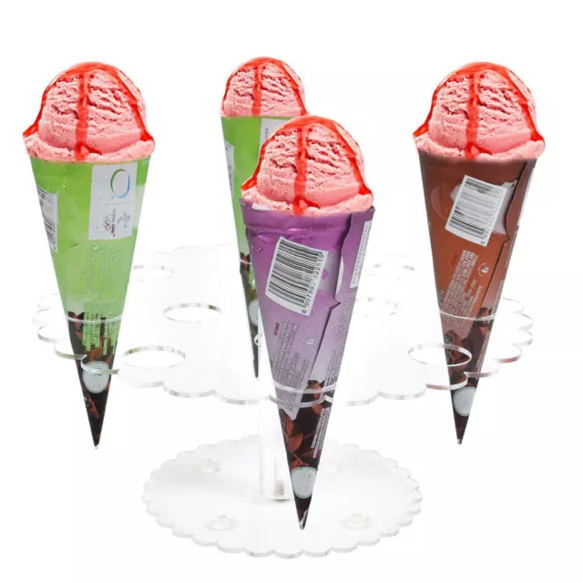 Acrylic Ice Cream Stand Cake Cone Stand Holder 8/12/24 Cones Wedding Buffet Tool