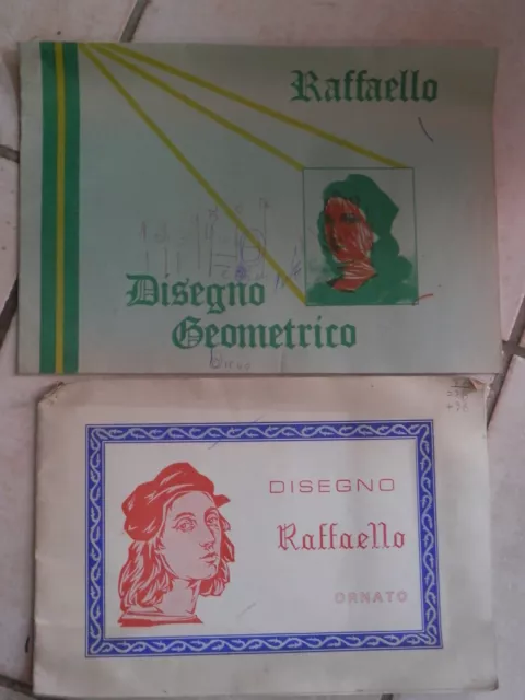 Lotto di 2 vecchi album da disegno RAFFAELLO GEOMETRICO ORNATO scolastico scuola