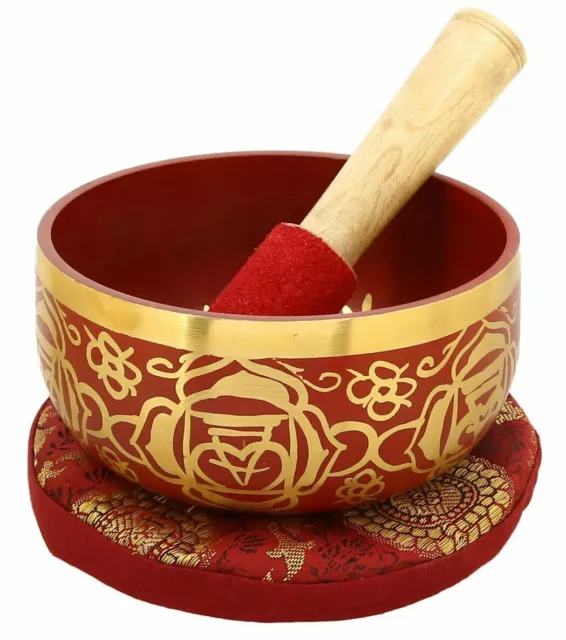 1st Chakra Muladhara Or Root Red Buddhist Singing Bowl For Meditation 5''