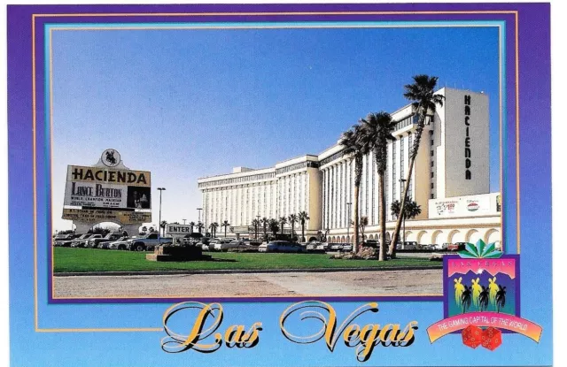 Hacienda closed Las Vegas Strip Hotel Casino postcard Lance Burton Marquee NOS h