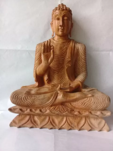 Teaching samadi buddha Sri Lankan wood carving religious spirituality sculpture