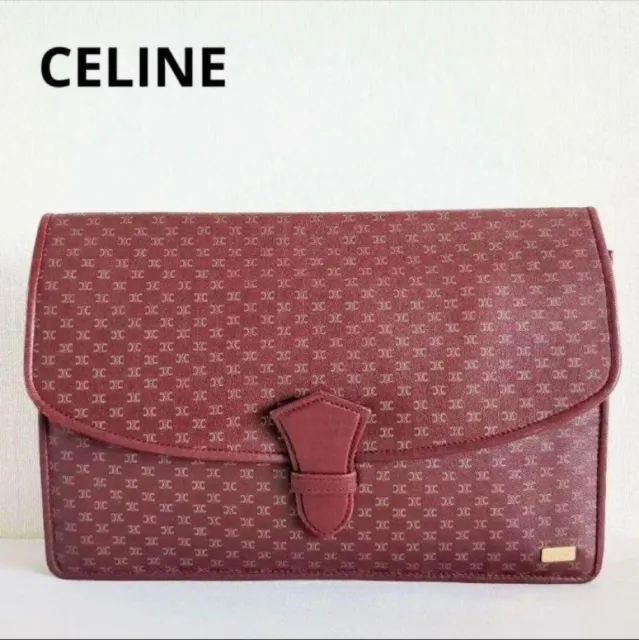 CELINE clutch bag second bag macadam pattern soft leather red From Japan