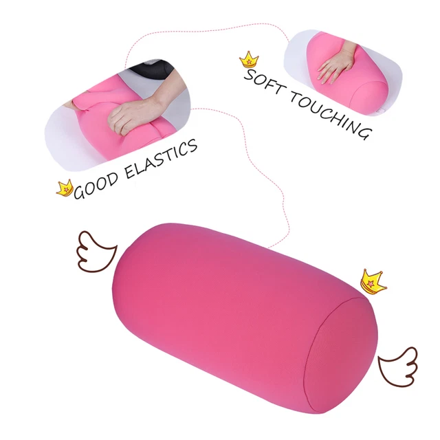 (Pink)Micro Mini Microbead Back Cushion Roll Pillow Travel Home Sleeping Neck GO