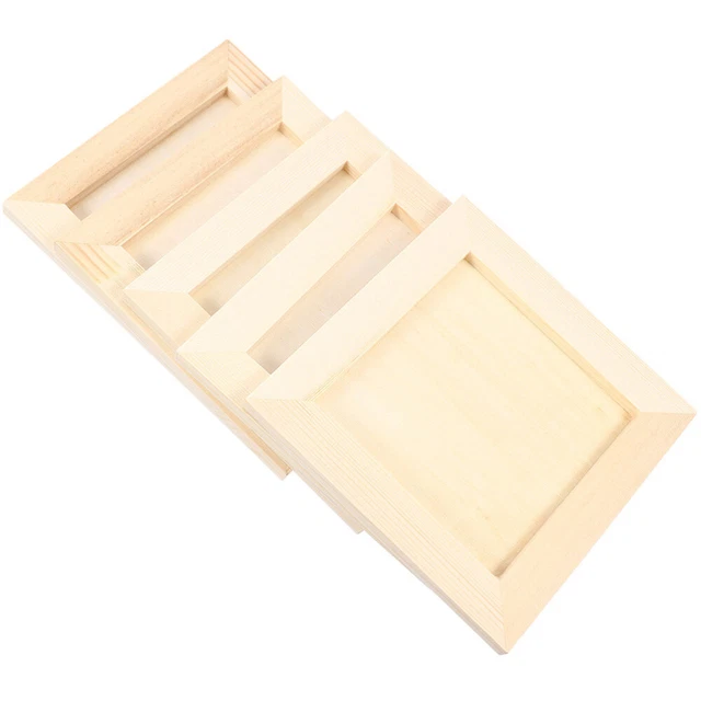 5 Pcs Clay Picture Frame DIY Wooden Frames Crafts Photo Paint Child