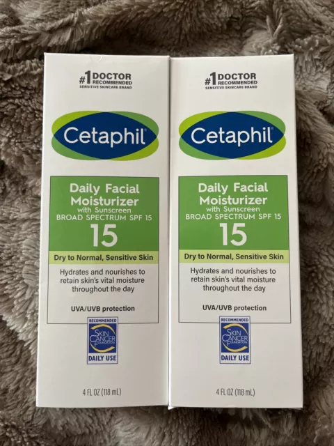2 Pack Cetaphil Daily Facial Moisturizer SPF 15, 4oz   Expiration 03/2026