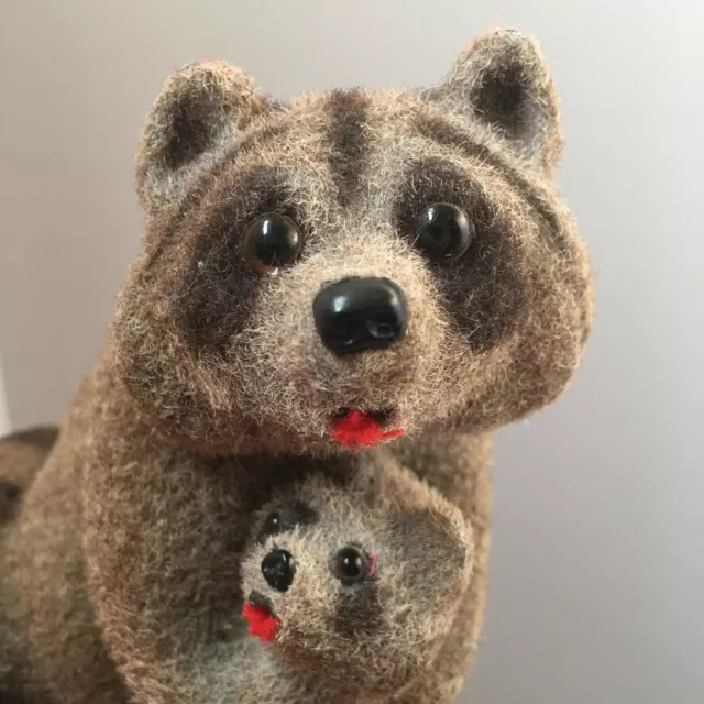 Vintage Flocked Raccoon Bank Hong Kong