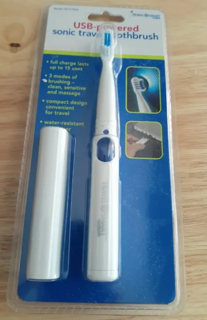Cepillo de dientes de viaje Conair Travel inteligente alimentado por USB Sonic NUEVO EN PAQUETE