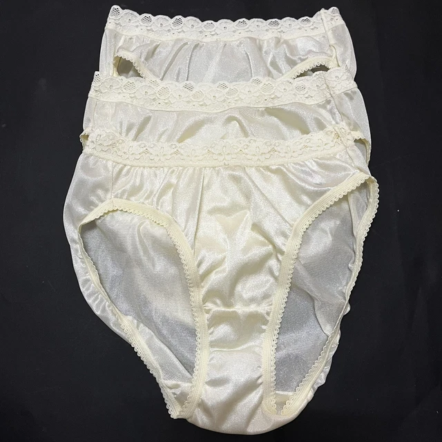Vintage Panties Nylon Lace Hi Cut Bikini Double Gusset Sheer Classic Brief Vtg 4500 Picclick