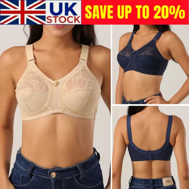 UK Ladies Plus size Full Cup Bra Minimiser Non Padded Non wired Comfort  Lingerie