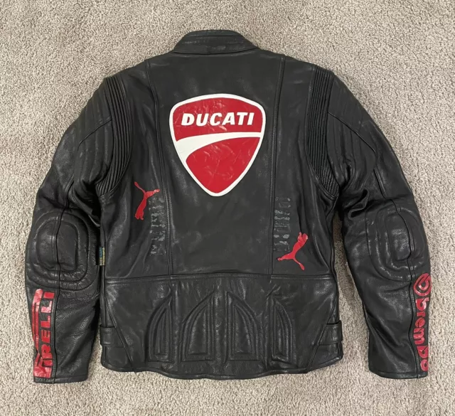 Vintage Ducati Puma Black Leather Riding Motorcycle Jacket Akito Size Medium