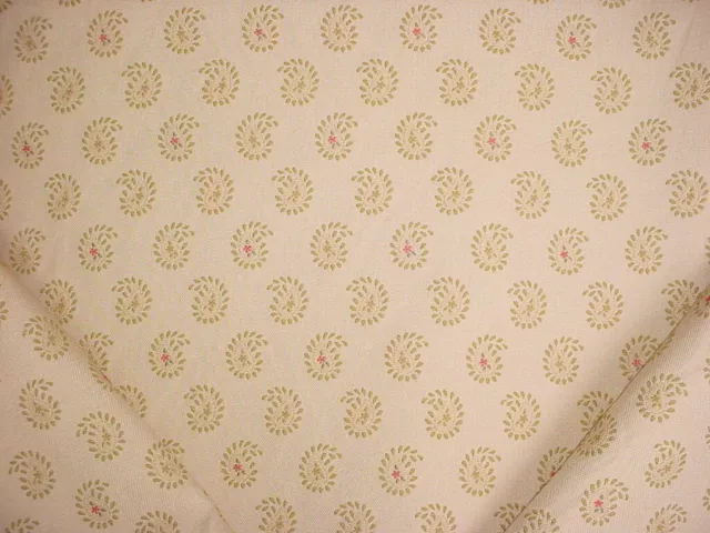 12-3/4Y Schumacher Rosewood Sand Embroidered Cotton Paisley Upholstery Fabric