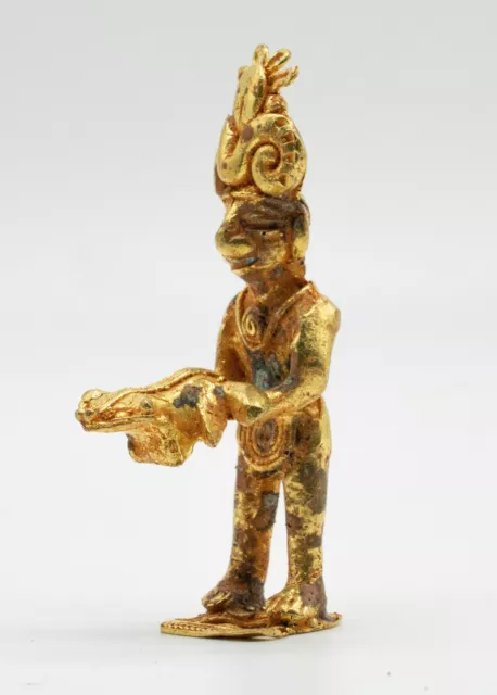 Original Colombian Gold Copper Tumbaga -  Man Standing with Frog