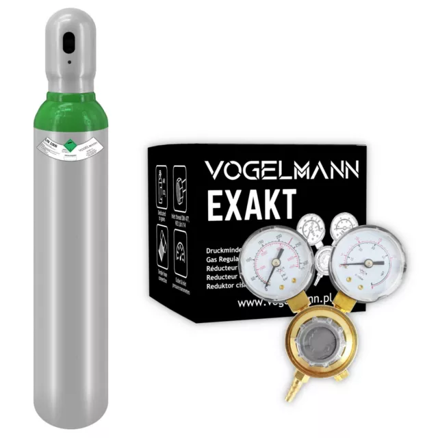 Vogelmann Gasflasche 8L ARGON 4.8 Schutzgas Schweißgas WIG Gasregler EXAKT
