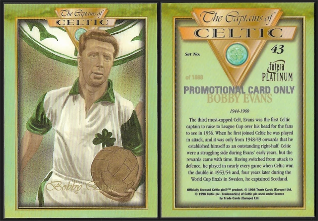 Rare Futera Platinum Captains of Celtic Promotional No 43 Bobby Evans Card