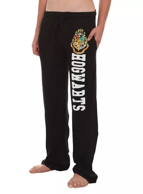 Mens Womens NEW Harry Potter Hogwarts Black Pajama Lounge Pants Size XS-2XL