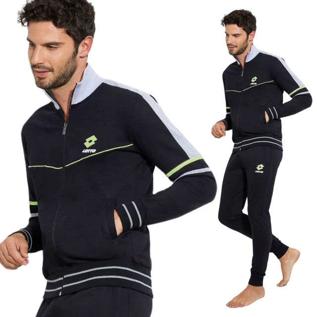 Tuta da uomo sportiva in cotone felpa leggera non garzata aperta full zip LOTTO