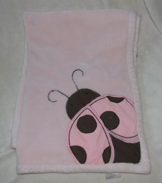 Kidsline Pink Brown Fleece Baby Girl Plush Ladybug Blanket