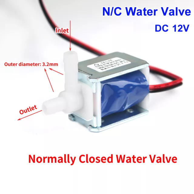 Normally Closed Solenoid Valve DC 12V Electric Water Gas Air Valve Vent Exhaust