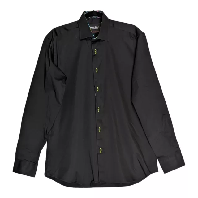 MACEOO Fibonacci Jacquard Fabric Button Shirt 3/Medium Flocked Black Flip Cuff