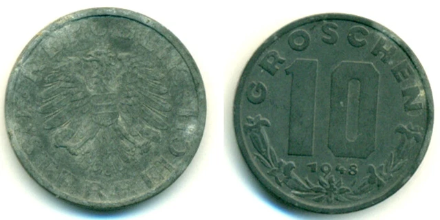 1948 Austria 10 Groschen Coin (b142)