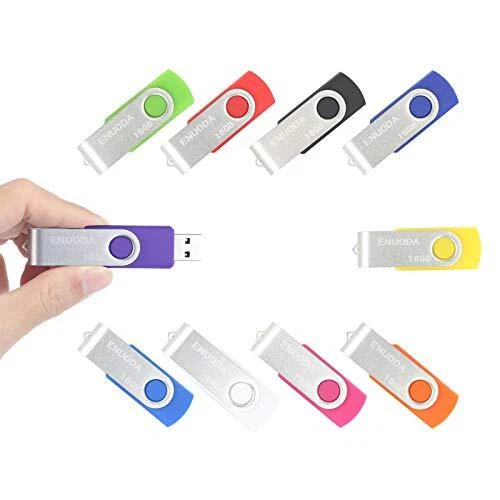 Lot de 10 Clé USB 16 Go ENUODA USB 2.0 Flash Drive Stockage Rotation Disque M...