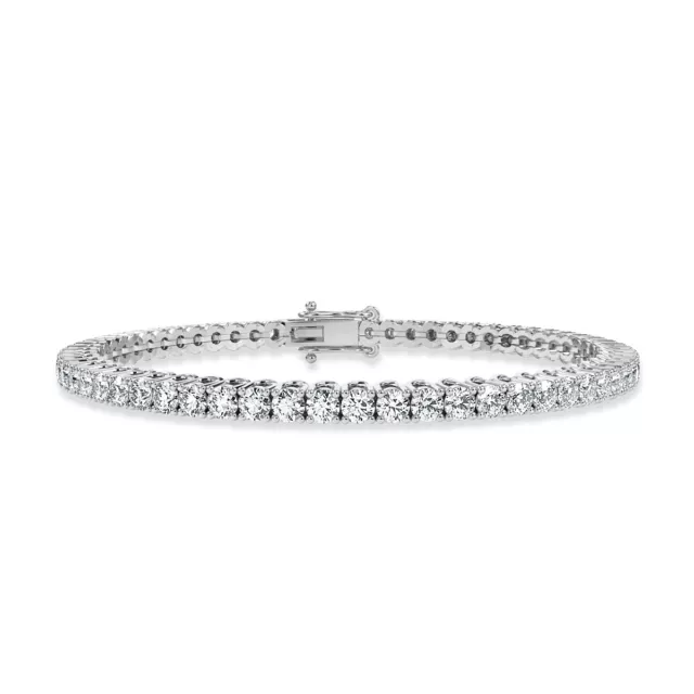 4,50 D/VVS Labor gewachsen rundes Diamant-Tennisarmband, 9k Weißgold