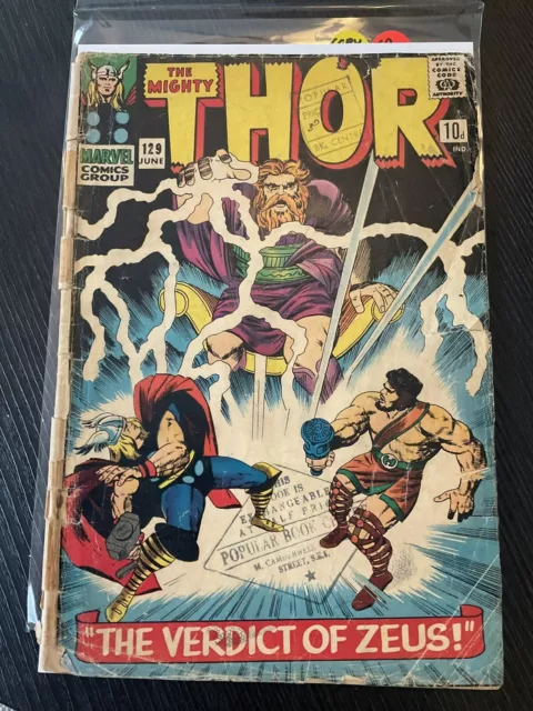 The Mighty Thor #129 (1966) Low Grade Cover Detached