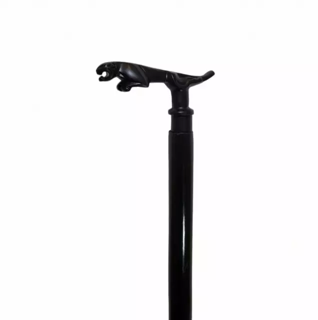 Stylish Jaguar Handle Wooden Walking Stick Cane Black Finish Sturdy Wood 3