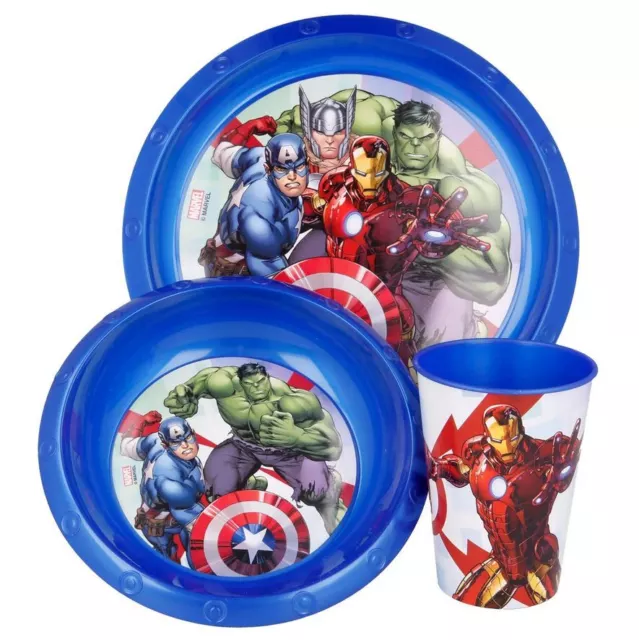 Kinder Geschirr Marvel Avengers 3er Set Teller Schale Becher Tasse Schüssel Kind